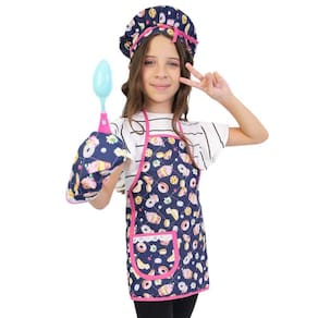 Kit Avental Infantil com Touca e Luva Candy Night