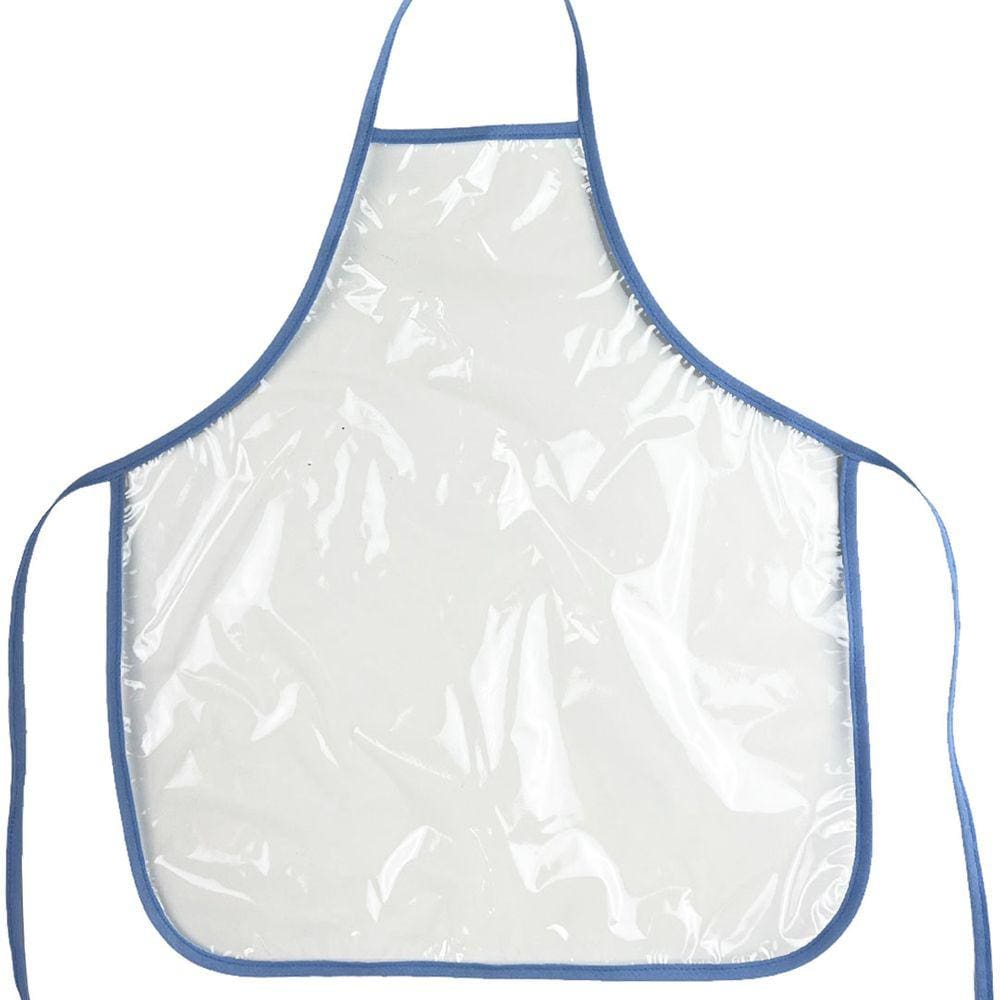 Avental Infantil Escolar Pintura Plástico Transparente Azul