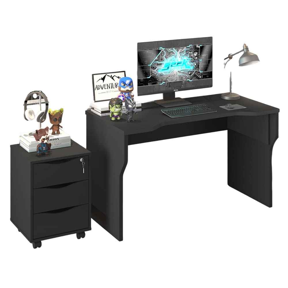 Gaveteiro e Escrivaninha Tournai Preto