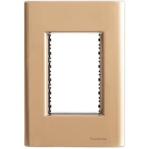 Placa 3 Postos 4x2 Tramontina Giz Ouro Metalizado Suporte Tramontina