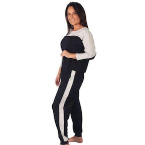 Pijama Adulto Manga Longa Frio Inverno Preto Listra Mescla