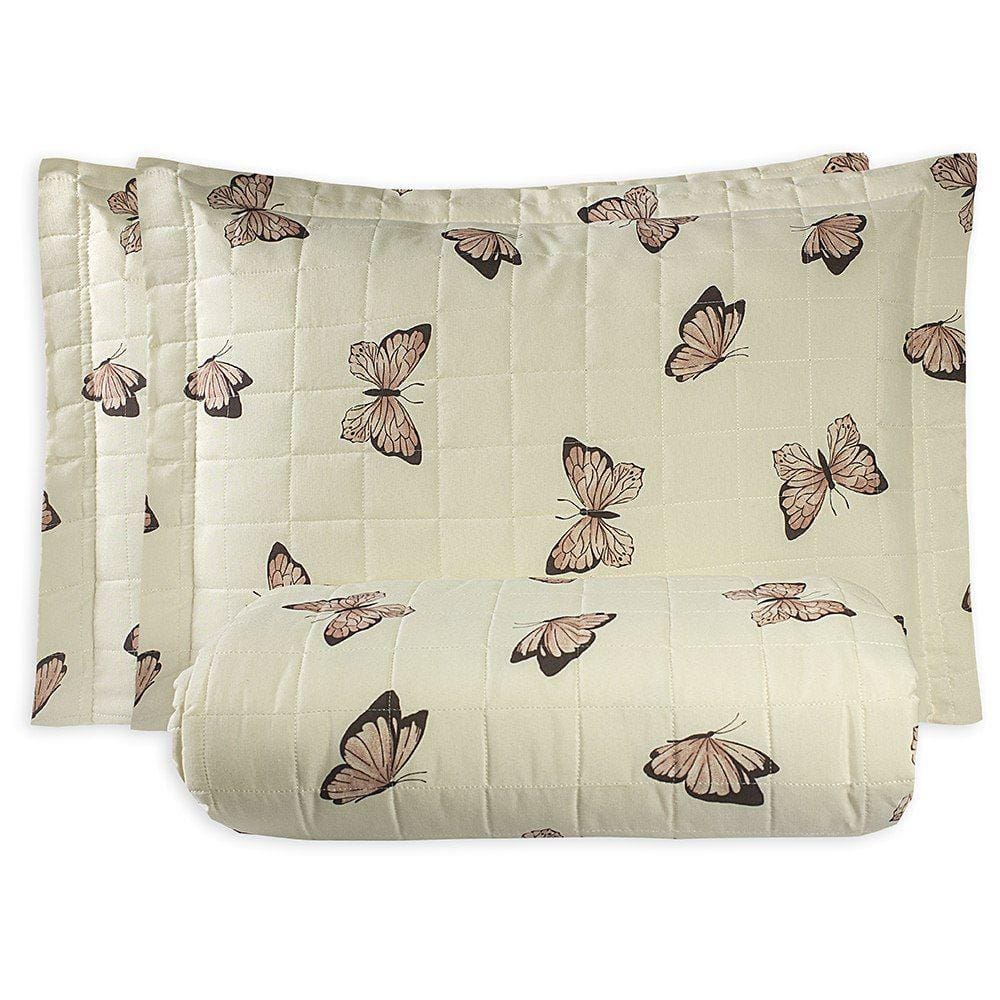 Cobre Leito King Essencialle 150 Fios 3 Peças - Borboletas