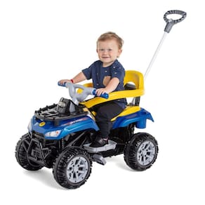 Quadriciclo Infantil a pedal com apoio de pés e empurrador Cross Calesita