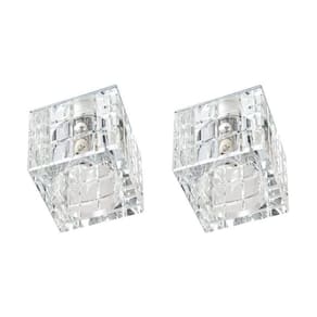 2 Spot Quadrado Cristal K9 Embutir 7Cm Banheiro Sala Ac974