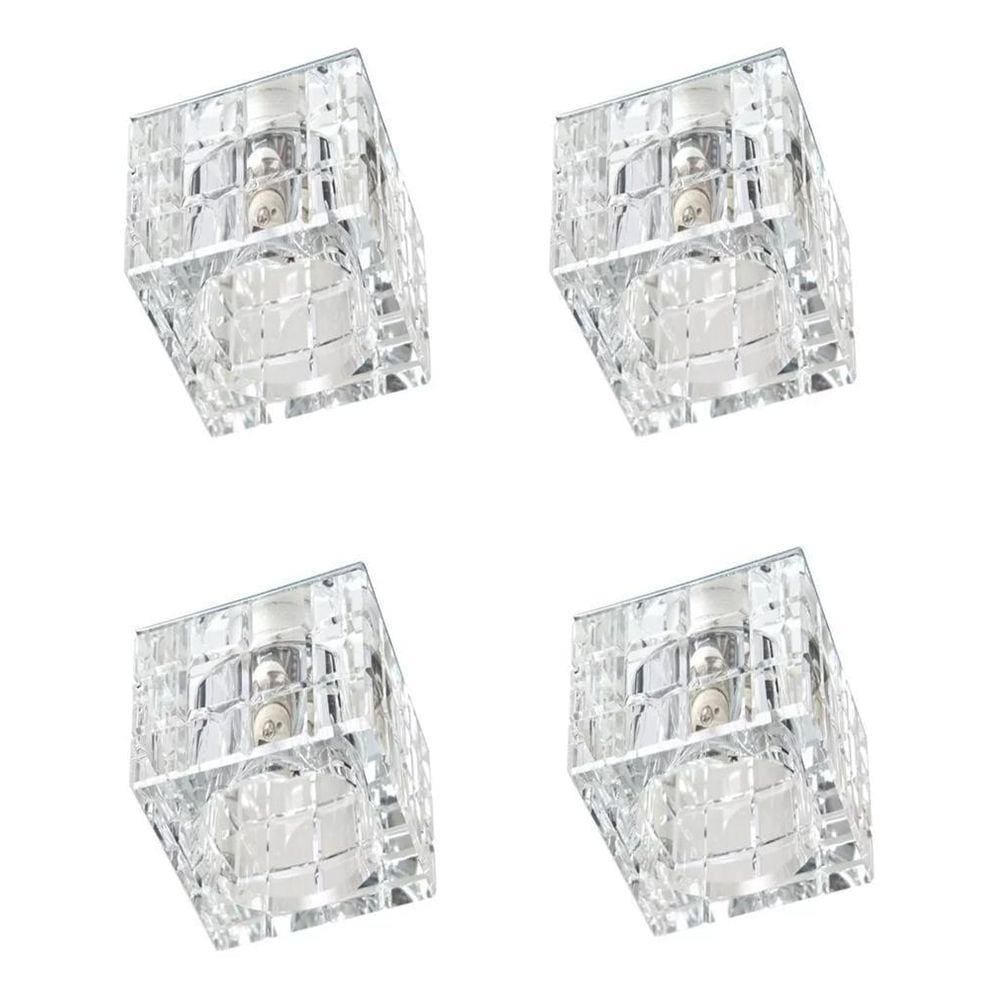 4 Un. Spot Embutir Cristal K9 Quadrado 7Cm Quarto Sala Ac974