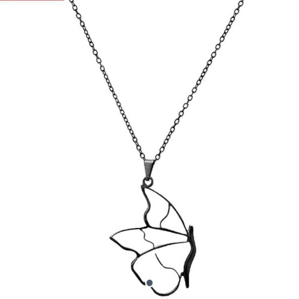 Colar Armazem RR Bijoux Borboleta Grafite 30cm Resina