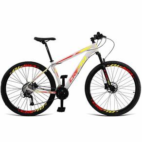 Bicicleta Aro 29 Cripto 24v Shimano Fr. Hidraulico-trava K7 - 19" Branco-amarelo E Vermelho
