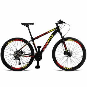 Bicicleta Aro 29 Cripto 24v Shimano Fr. Hidraulico-trava-k7 - 21" Preto-amarelo E Vermelho