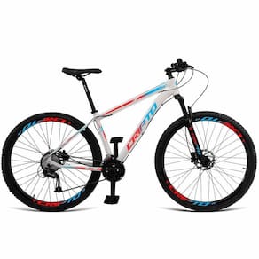 Bicicleta Aro 29 Cripto 21 Marchas Freio Disco E Suspensão - 21" Branco-Azul E Vermelho