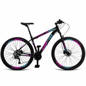 Bicicleta Aro 29 Cripto 24v Shimano Fr. Hidraulico-trava-k7 - - 21" Preto-Azul E Rosa