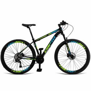 Bicicleta Aro 29 Cripto 24 Marchas Shimano E Freios A Disco - 21" Preto-verde E Azul