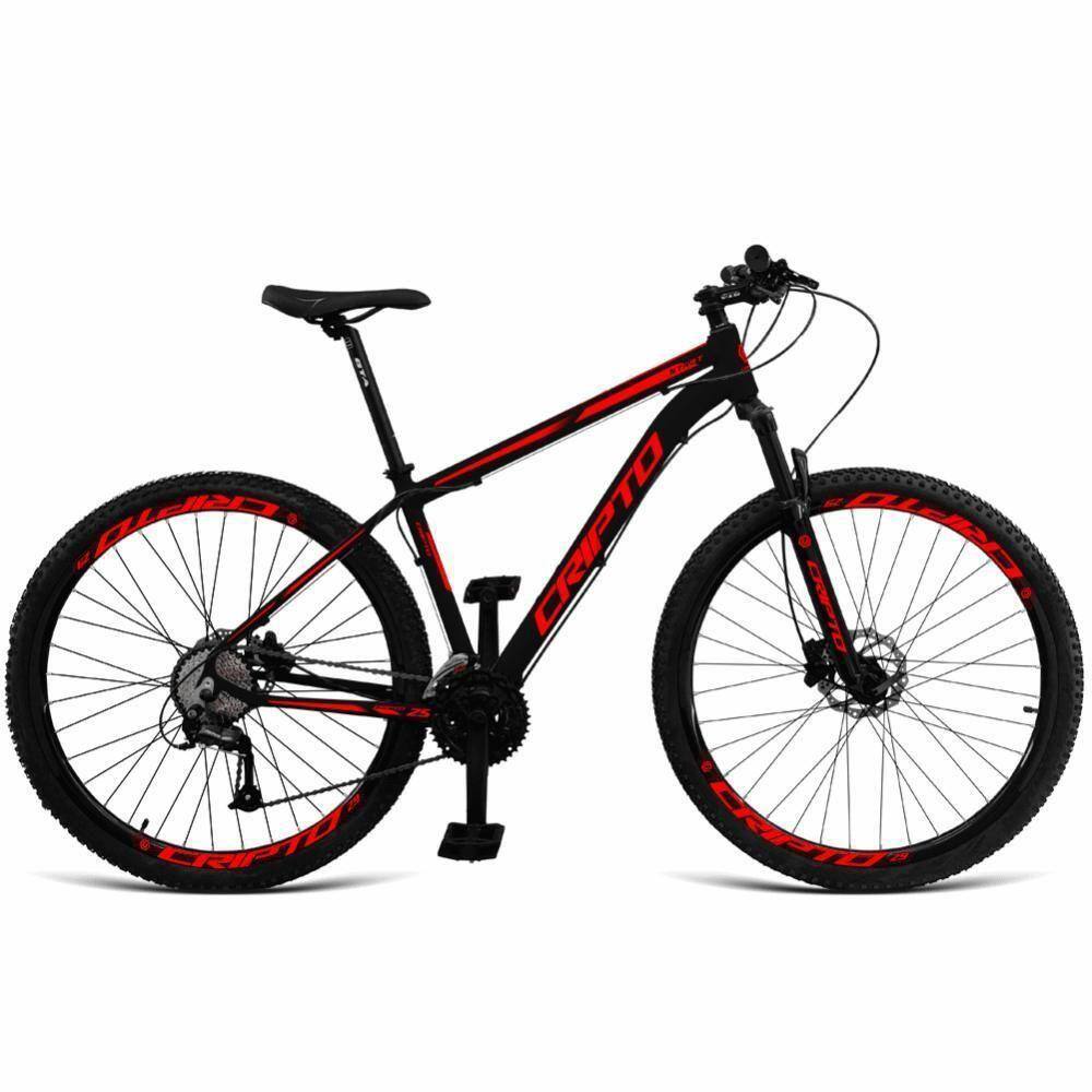 Bicicleta Aro 29 Cripto 24v Acera Freio Hidraulico Trava-k7 - Preto-vermelho - 21" Preto-vermelho