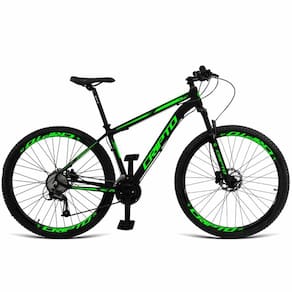 Bicicleta Aro 29 Cripto 24 Marchas Shimano E Freios A Disco - Preto-verde - 17" Preto-verde