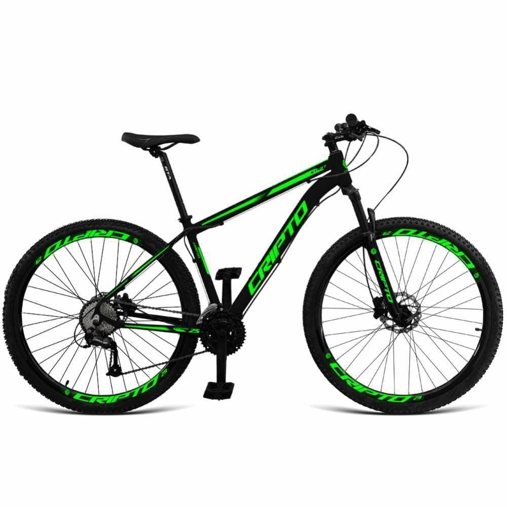 Bicicleta Aro 29 Cripto 24 Marchas Shimano Freios Hidraulico - Preto-verde - 21" Preto-verde