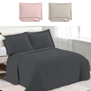 Colcha Cobre Leito Queen kit 3 peças Dupla Face Microfibra Soft Ultrassônico - Camesa