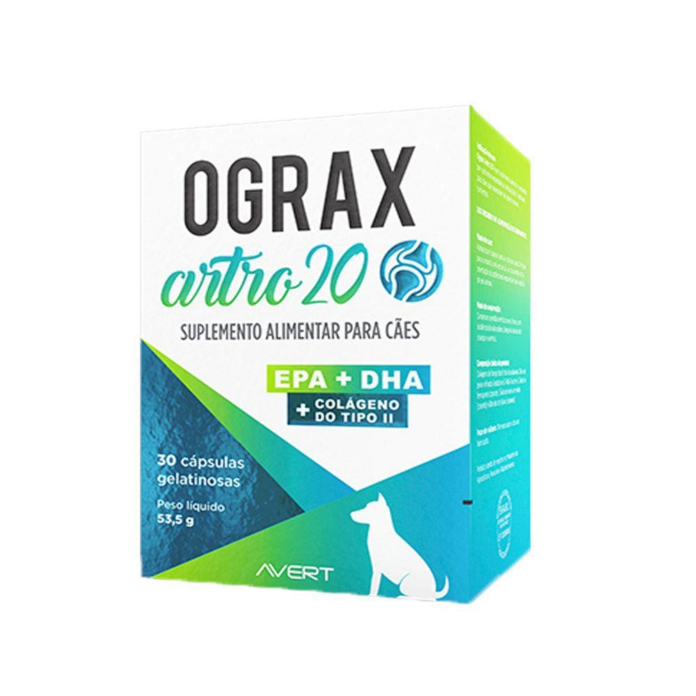 Suplemento Alimentar Avert Ograx Artro 20 para Cães 30 Cápsulas