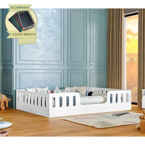 Cama Casal Infantil Montessoriana Helo Branco Lousa Mágica