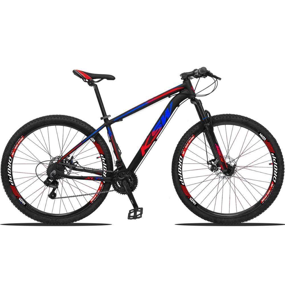 Bicicleta Ksw Xlt 100 Disc H Aro 29 Susp. Dianteira 27 Marchas - Azul/vermelho