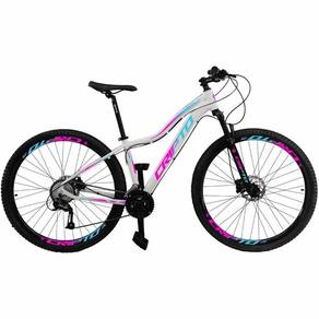 Bicicleta Aro 29 Cripto 24 Marchas Freio Disco C-suspensão - 17" Branco-Azul E Rosa