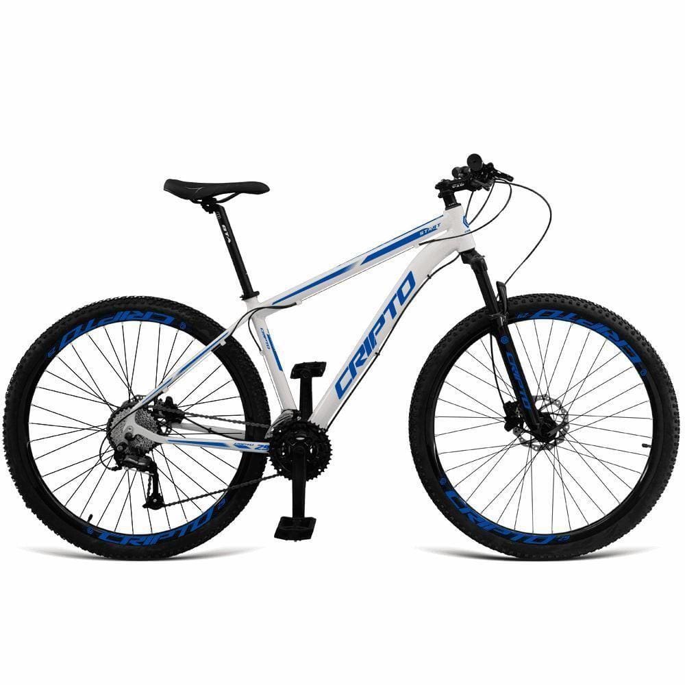 Bicicleta Aro 29 Cripto 21 Marchas Freio Disco E Suspensão - Branco-azul - 19" Branco-azul