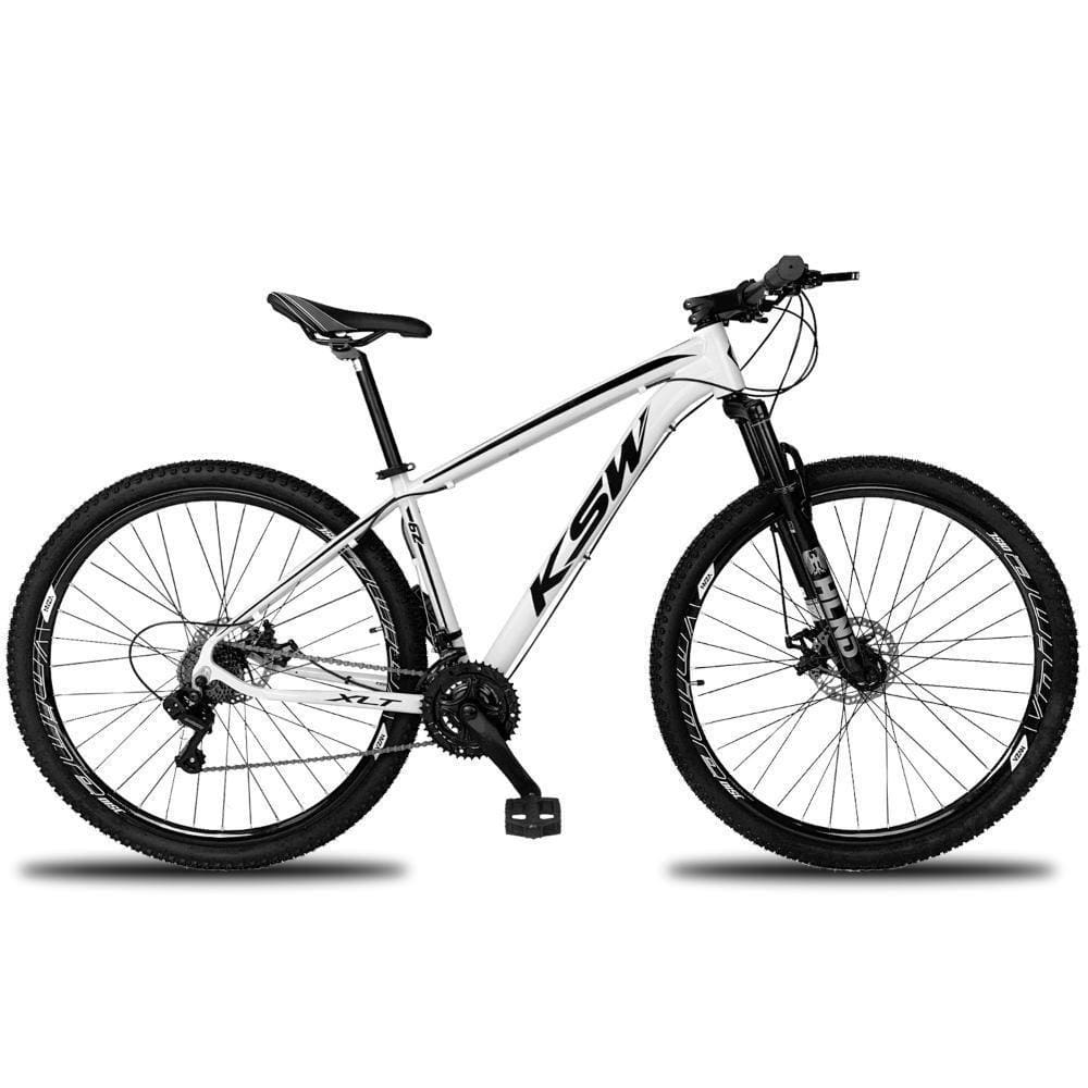 Bicicleta Aro 29 Ksw 21v Com Suspensão E Freios A Disco - Branco-preto - 19 Branco-preto