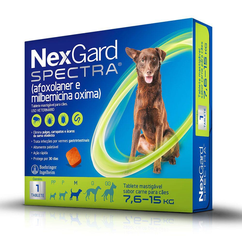 Antipulgas e Carrapatos Nexgard Spectra com 1 Tablete para Cães de 7,6 a 15kg