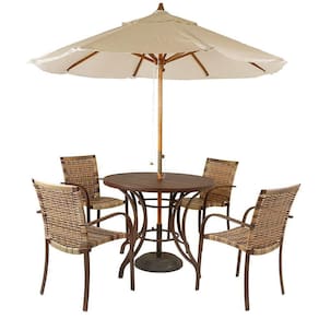 Kit 4 Cadeiras Fibra , Mesa  Marrom E  Bege