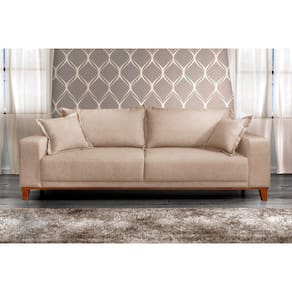 Sofá Fixo Argos 3 Lugares Luxo 220cm Castellar Móbile Bege Claro