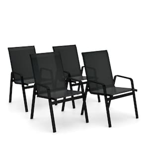 Kit 4 Cadeira Riviera Piscina Alumínio Preto Tela Preto