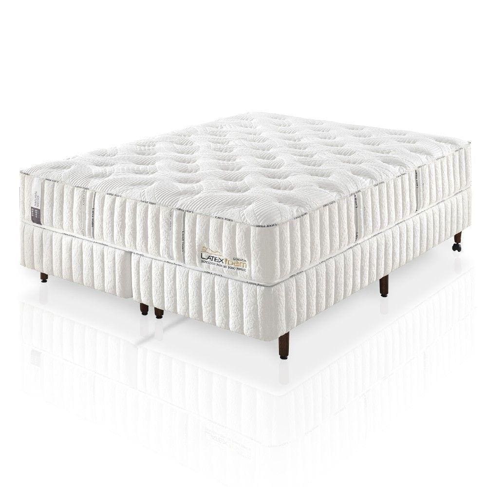 Colchão De Látex Médio Box E Kit Spa Solteiro King 96x203cm