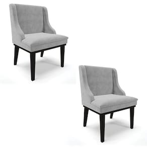 Kit 2 Cadeiras Estofadas Para Sala De Jantar Base Fixa De Madeira Preto Lia Suede Cinza - Ibiza
