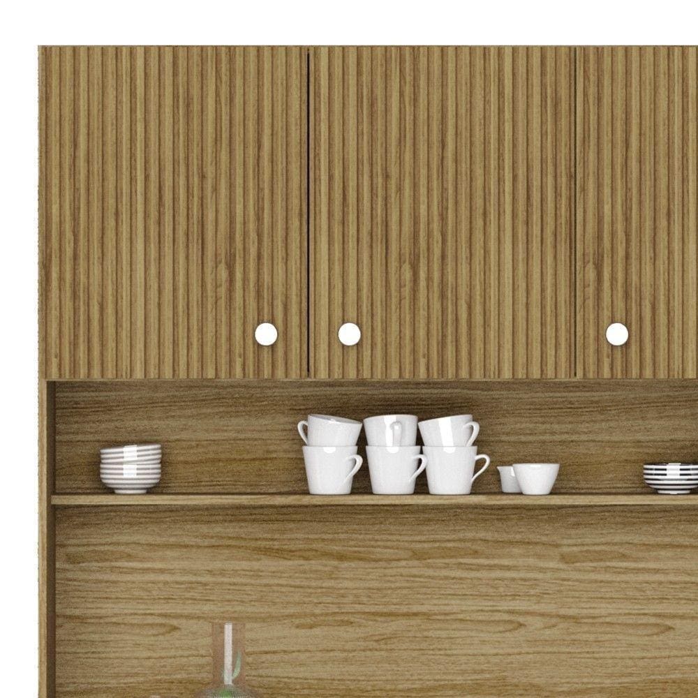 Armário De Cozinha Compacta 111cm Stylo K02 Freijó/nero - Mpozenato