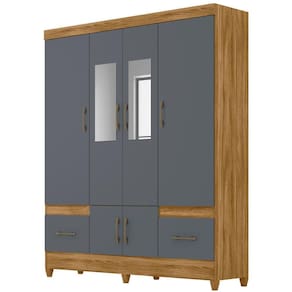 Guarda Roupa Casal 6 Portas Com Espelho 9120 Freijo Cinza Moval Freijo Cinza