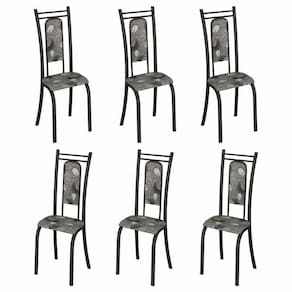 Conjunto Com 6 Cadeiras Paris Martelado Grafite Teixeira Grafite