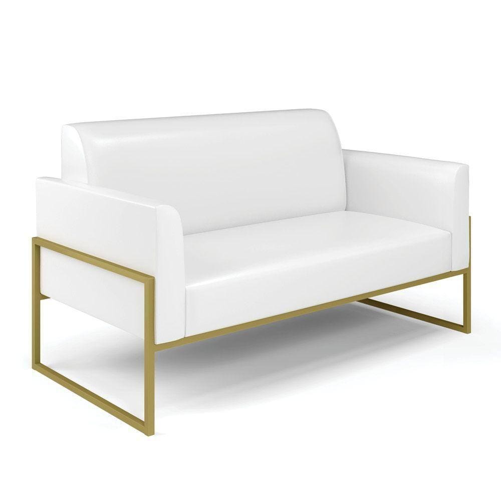Sofá Namoradeira Base Industrial Alta Dourado Marisa Corano D03 - D\`rossi Cor Branco