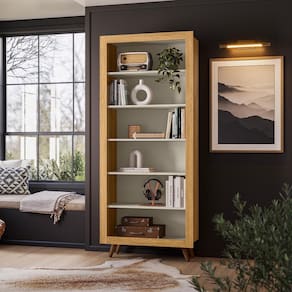 Estante Livreiro Retrô 4430 Qmovi Freijó Off White