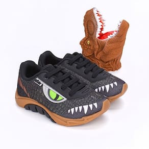 Tênis Infantil Masculino Kidy Mais Preto Fantoche Dinossauro