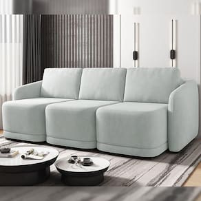Sofá Cama Modulado Retrátil E Reclinável Decorativo Varsóvia 246cm Veludo Cinza G33 - Gran Belo