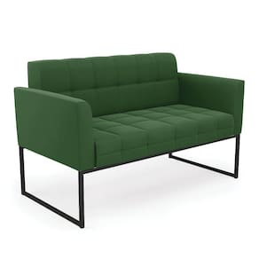 Sofá Namoradeira Elisa Suede Base Metálica Industrial Preto - D`rossi Cor Verde