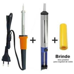 Kit Ferro De Solda Com Sugador E Bico De Silicone 220v 30w