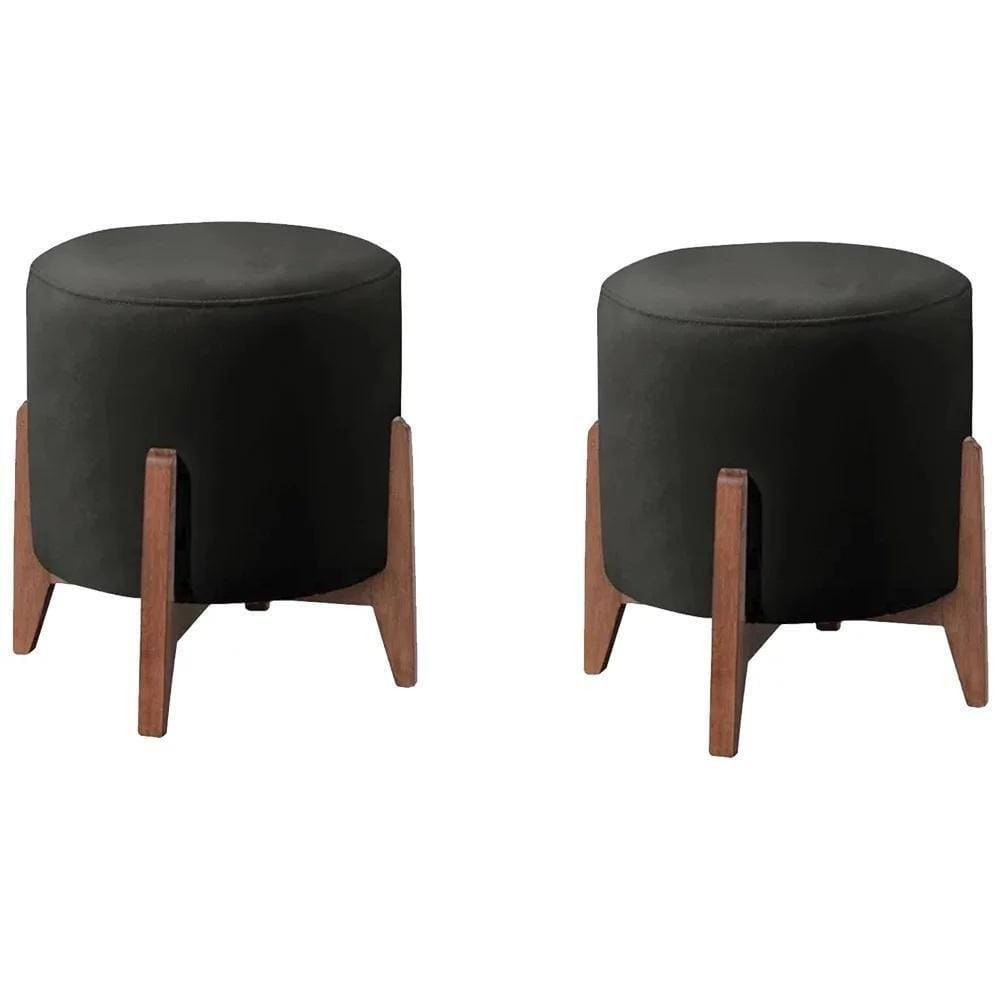 Kit 2 Puff Puf Sala Lhor Corano Preto Rm Preto