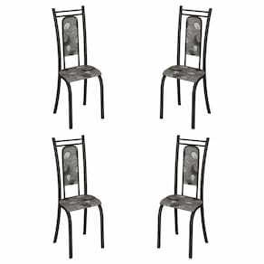 Conjunto Com 4 Cadeiras Paris Martelado Grafite Teixeira Grafite