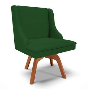 Kit 10 Cadeiras Estofadas Base Giratória De Madeira Lia Veludo Verde Luxo - Ibiza