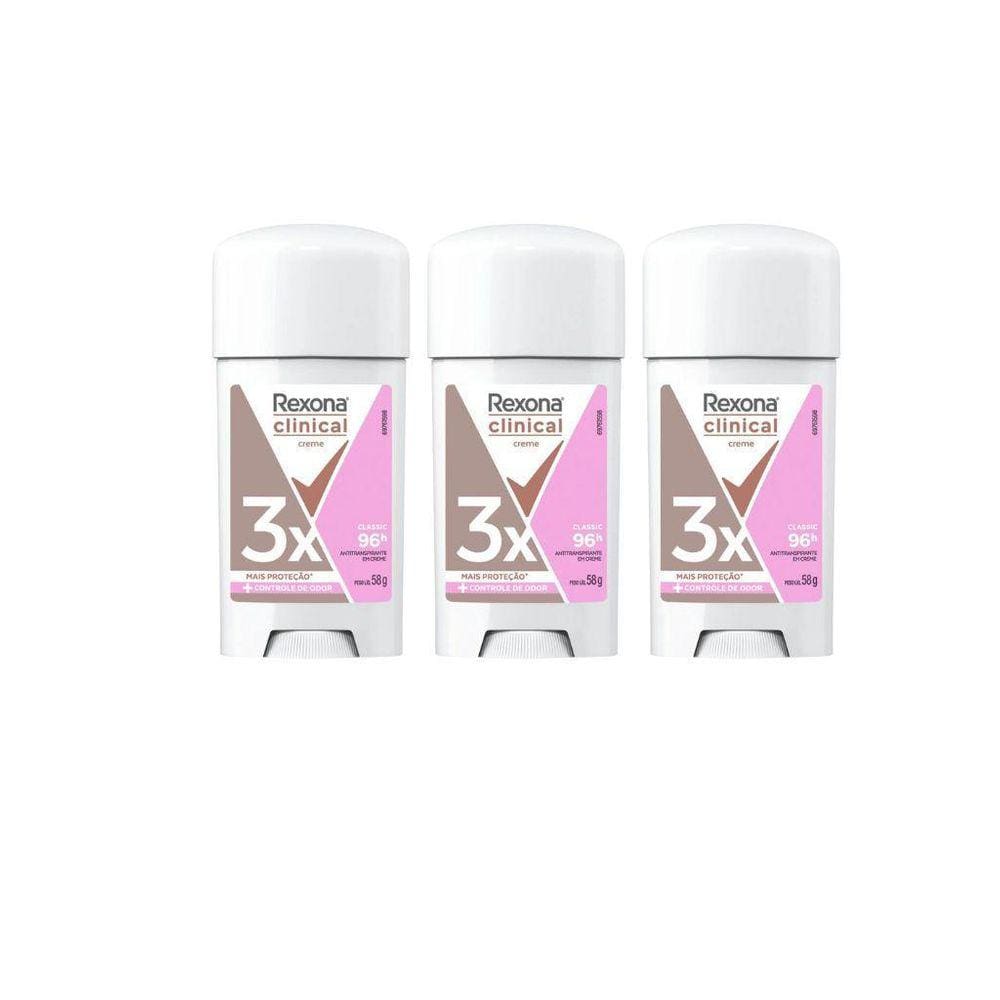 Desodorante Rexona Creme Clinical 58G Fem Classic Kit 3Un