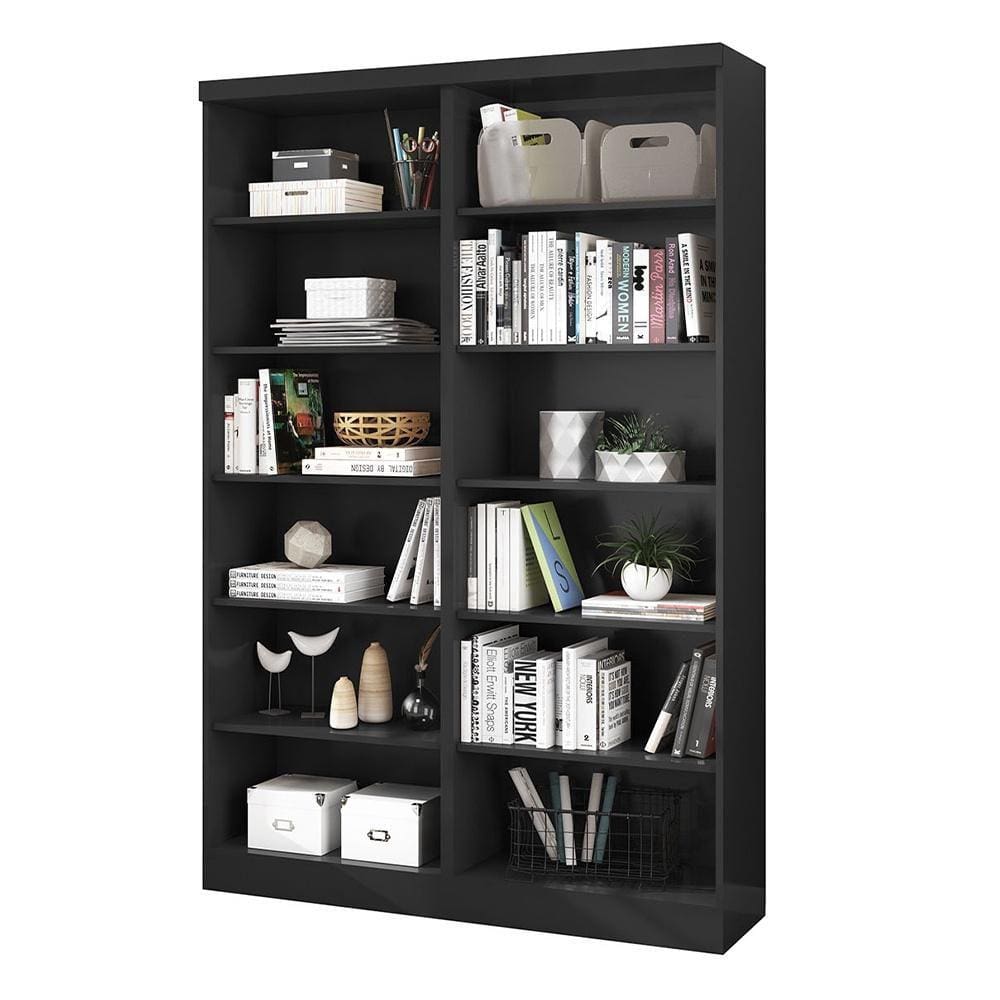 Kit com 02 Estantes Livreiros 1404 Qmovi Preto