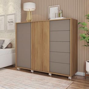 Quarto Completo Casal Com Guarda-roupa Mozart, Cômoda Pegasus E Cabeceira Lucius Caemmun
