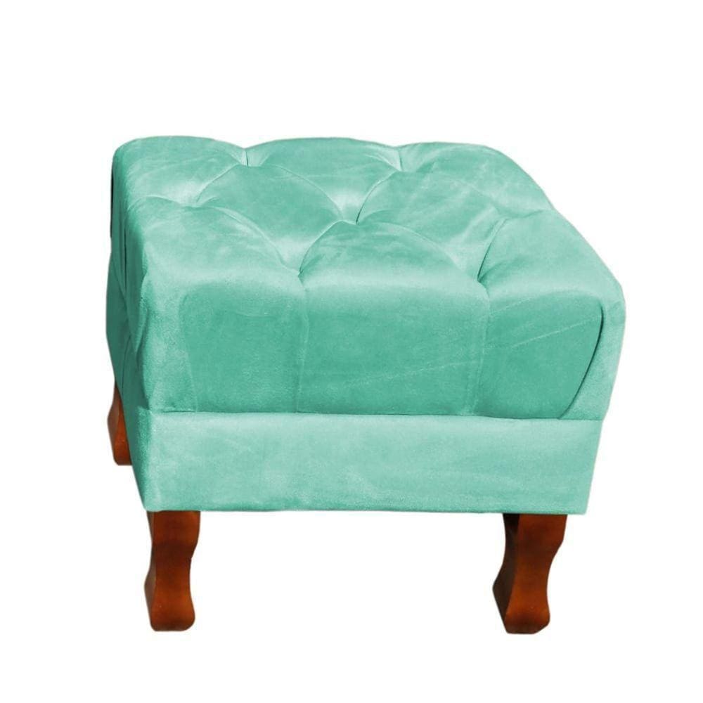 Puff Decorativo Retrô Luis Xv Quadrado Em Capitonê Suede
