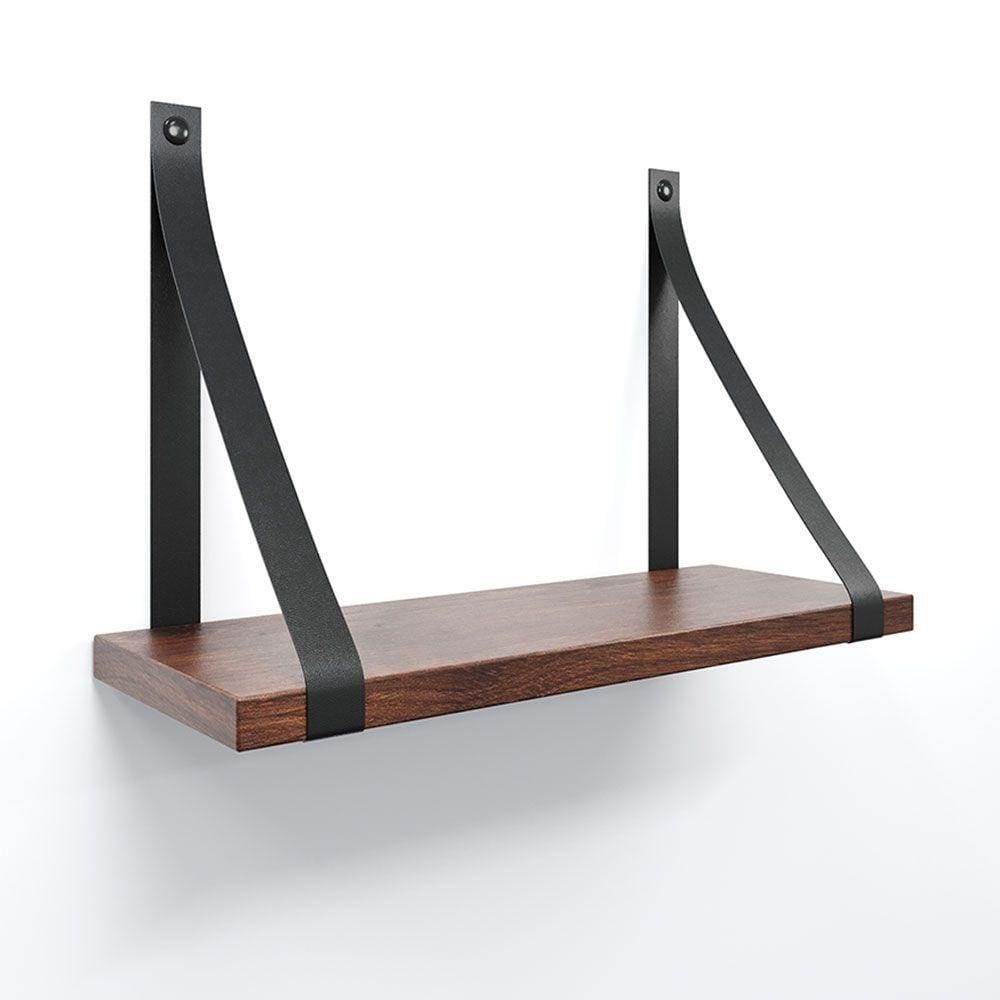 Prateleira Em Mdf Castanho 40x15cm Com Alça Cor Preto