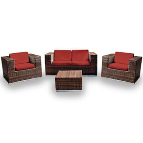 Conjunto De 1 Sofá + 2 Poltronas + 1 Mesa Centro Vermelho