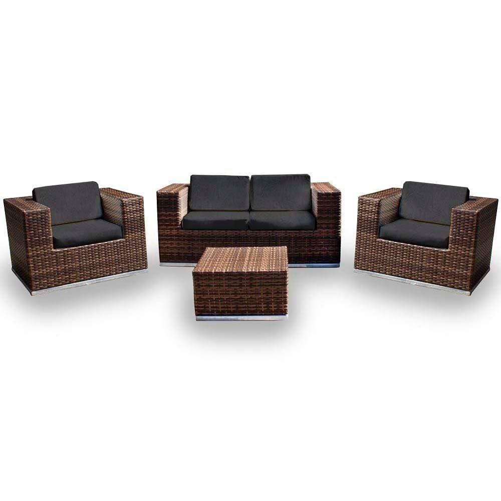 Conjunto De Sofá 1 Sofá + 2 Poltronas + 1 Mesa Centro Preto